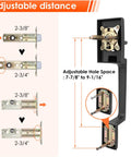 Adjustable components of Matte Black Double Door Handle Set With Keyed Deadbolt And Dummy Lever For Double Doors shown in diagram.
