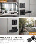Matte Black Front Door Handle And Deadbolt Set With Keyed Entry Heavy Duty Exterior Lock Kit displayed on doors