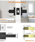 Heavy Duty Matte Black Interior Door Handles Kit 5 Pack Reversible Lever Knobs With Keyed Alike Locks; fits standard door dimensions