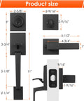 Size dimensions of Matte Black Double Door Handle Set With Keyed Deadbolt And Dummy Lever For Double Doors.