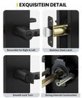 Black Door Handle Set For Interior Doors, Built To Last Heavy Duty Privacy Lever For Bedroom And Bathroom, detailing reversible design and latch