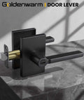Black Door Handle Set For Interior Doors, Built To Last Heavy Duty Privacy Lever For Bedroom And Bathroom, close-up view