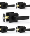5 Pack Matte Black Interior Door Handles For Bedrooms And Bathrooms With Keyless Privacy Lock Heavy Duty Zinc Alloy Leverset