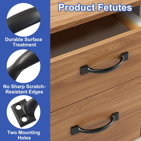 Product features of 4 Pack 4 Inch Metal Door Handles Rustic Bow Pulls with Vintage Arched Design in Matte Black Iron for furniture upgrades