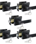 Heavy Duty Matte Black Interior Door Handles Kit 5 Pack Reversible Lever Knobs With Keyed Alike Locks For Bedroom Easy DIY Install No Pro Needed Modern Replace Old Door Knobs Durable Lock Sets