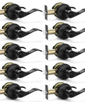 Matte Black Door Handles Set 10 Pack Privacy Levers Built Tough For Everyday Use Heavy Duty Interior Door Knobs Reversible Wave Lever
