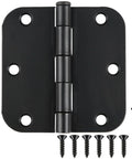 Interior Matte Black Door Hinges Three Point Five Inch Thirty Pack Radius Rounded Corners With Six Holes Includes One Hundred Eighty Screws For Easy Install Rotates Two Hundred Seventy Degrees Ideal For Doors Cabinets Wooden Boxes Homes Apartments