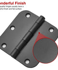 Close-up of a single hinge from the 30 Pack Rounded Matte Black Door Hinges 3.5 Inch 5/8" Radius Interior
