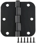 30 Pack Rounded Matte Black Door Hinges 3.5 Inch 5/8" Radius Interior with screws, flat iron design for bedroom doors and decor