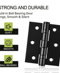 6-Pack Black Door Hinges, 3 Inch Heavy Duty Stainless Steel Hinge for Interior Exterior Doors, Max Loading 100LB, Matte Black Ball Bearing Hinges with Screws, Smooth and Quiet