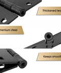 Close-up of Three Pack 4.5 Inch by 4.5 Inch Commercial Grade Ball Bearing Door Hinges With Non Removable Pin, matte black finish.