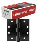 3 Pack Commercial Grade Ball Bearing Door Hinges 4-1/2 x 4-1/2 Full Mortise Matte Black JS-5BB2 UL Listed shown with packaging