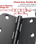 30 Pack Rounded Matte Black Door Hinges 3.5 Inch 5/8" Radius Interior with hinge pin removal guide