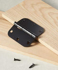 Sturdy Rounded Five Eighths Radius Interior Door Hinges 3.5 Inch By 3.5 Inch Matte Black 18 Pack Steel Construction With Mounting Screws