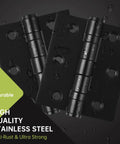 6-Pack Black Door Hinges, 3 Inch Heavy Duty Stainless Steel Hinge for Interior Exterior Doors, Max Loading 100LB