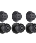 Keyed Entry Door Knob And Deadbolt Combo 3 Pack Matte Black No Brainer Install With Keyed Alike Lock Set For Front Back And Side Exterior Doors Pick Resistant Heavy Duty Security