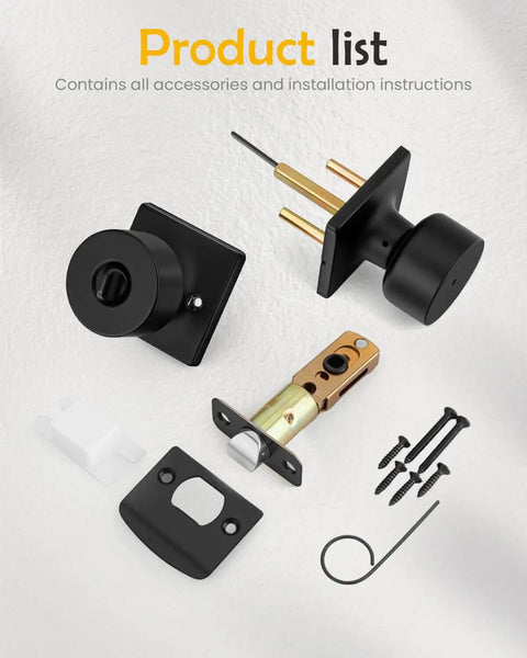 Matte Black Interior Door Knobs With Lock Privacy Bedroom And Bathroom Door Handles Keyless Heavy Duty Stainless Steel Interior Locking Knobs 10 Pack accessories
