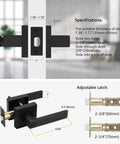 10 Pack Matte Black Privacy Door Levers With Square Rosette, Heavy Duty Bed And Bath Door Locks, Reversible Flat Levers, diagram