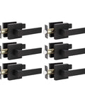 6 Pack Black Interior Door Handles For Left Or Right Handed Passage Function, Heavy Duty Matte Black Closet Door Handle Set
