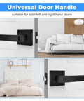 Privacy Door Levers Set In Matte Black Finish, Keyless Interior Door Handles With Lock For Bedroom And Bathroom, installed view