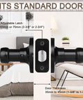 Six Pack Matte Black Door Handles Privacy Levers Heavy Duty Wave Style installed on standard bedroom door