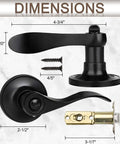 Six Pack Matte Black Door Handles Privacy Levers Heavy Duty Wave Style dimensions