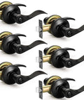 Six Pack Matte Black Door Handles Privacy Levers Heavy Duty Wave Style Built To Last Bed And Bath Interior Door Knobs