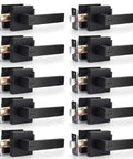 10 Pack Matte Black Privacy Door Levers With Square Rosette, Heavy Duty Bed And Bath Door Locks, Reversible Flat Levers, Keyless Inside Privacy