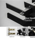 Heavy Duty Matte Black Door Lock Set With Entry Lever And Single Cylinder Deadbolt Keyed Alike, close-up of door handle and components