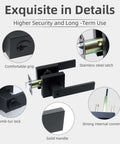 Entry Door Lock Set With Square Door Lever For Bedroom And Privacy, Heavy Duty Interior Exterior Door Knob, details view