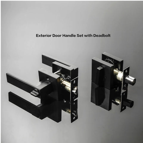 Heavy Duty Matte Black Door Lock Set With Entry Lever And Single Cylinder Deadbolt Keyed Alike for residential and commercial use
