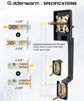 Specifications for Matte Black Double Front Door Lock Set With Reversible Lever Handle And Dummy Exterior, with dimensions and parts shown.