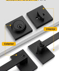 Matte Black Exterior Front Door Lock Set With Deadbolt Square Contemporary Design Heavy Duty Zinc Alloy Exterior Door Handle