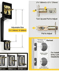 Beefed Up Heavy Duty Front Door Lock Set With Handle And Deadbolt, Single Cylinder Exterior Lock, adjustable size diagram