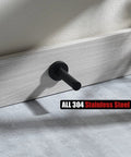 Matte black 304 stainless steel door stopper installed on wall. Door Stopper Black, 304 Stainless Steel Thicken 1mm Sound Dampening Door Stop Bumper Wall Protetor 2 Pack, Matte Black, DSB5-PB-P2.
