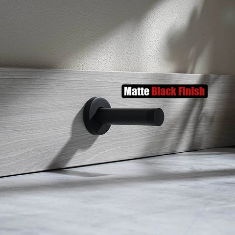 Door Stopper Black, 304 Stainless Steel Thicken 1mm Sound Dampening Door Stop Bumper Wall Protetor 2 Pack, installed in matte black finish
