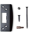 Extra Large Door Strike Plate For Heavy Duty Latch Reinforcement, Oversized Strike Plate With Large Hole, Matte Black 1 Pack with screws