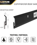 2 Pack - Commercial Door Bottom Sweep JS-N315, heavy duty aluminum with neoprene insert, matte black, test ratings shown