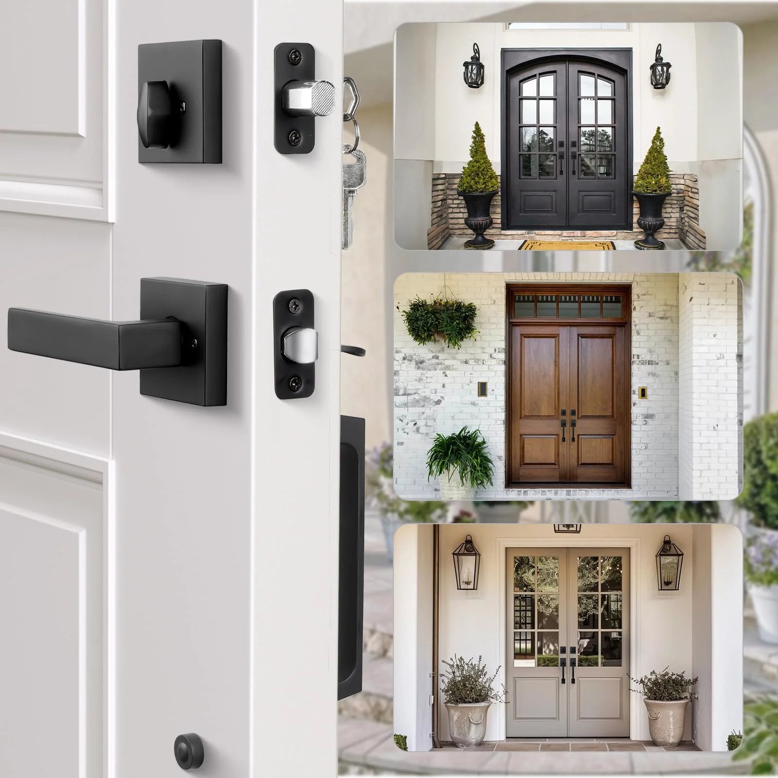 Matte Black Double Door Handle Set ✓