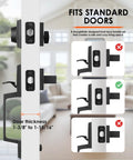 Matte Black Double Door Handle Set With Keyed Deadbolt And Dummy Lever For Double Doors showing installation on standard doors
