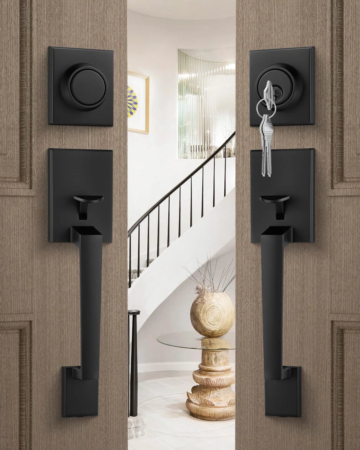 ブラックシリーズ マッドトルーパー2体セット Matte Black Double Door Lock Set - Easy Install ✓