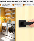 4 Pack Matte Black Dummy Door Handles For Interior Doors Non Turning No Lock Lever Set in laundry room
