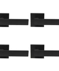 4 Pack Matte Black Dummy Door Handles For Interior Doors Non Turning No Lock Lever Set shown in matte black finish