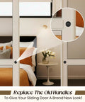 12 Pack Finger Pulls For Cabinets And Doors In Matte Black installed on sliding doors in a bedroom