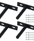 Floating Shelf Bracket Set 3-Inch Matte Black Steel Invisible Supports For DIY Shelving Rustproof Wall Mount Brackets With Included Screws And Wall Plugs Set Of 4