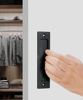 Flush Sliding Barn Door Handle Heavy Duty Finger Pull With Rectangular Plate Matte Black Finish Ideal For Sliding Barn Doors Cabinets Closets And Drawers No Sharp Edges Smooth Operation Durable Rust Resistant Construction One Piece Eight Point Six Six