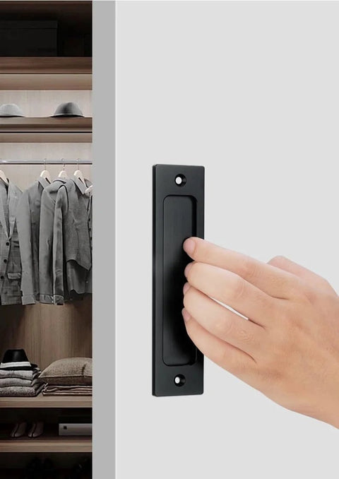 Flush Sliding Barn Door Handle Heavy Duty Finger Pull With Rectangular Plate Matte Black Finish Ideal For Sliding Barn Doors Cabinets Closets And Drawers No Sharp Edges Smooth Operation Durable Rust Resistant Construction One Piece Eight Point Six Six