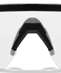 Front view of matte black frames shooting glasses with ANSI Z87 safety and changeable lenses, featuring clear ballistic lenses.