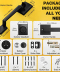 Beefed Up Heavy Duty Front Door Lock Set With Handle And Deadbolt; includes all parts and screws; matte black finish