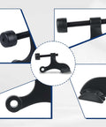 Matte Black Hinge Pin Door Stopper Set 12 Pack with cushioned plastic tips and durable zinc alloy construction, assorted views